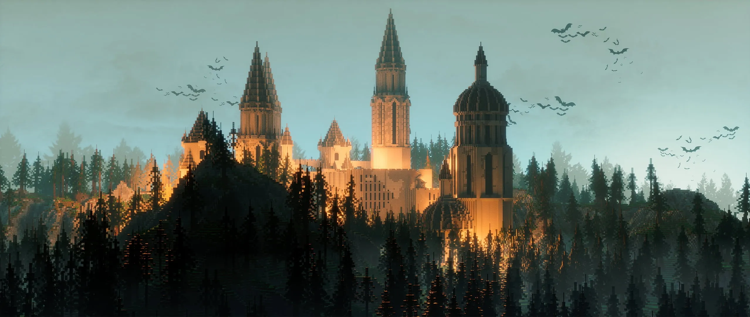 Large Minecraft church in a forest